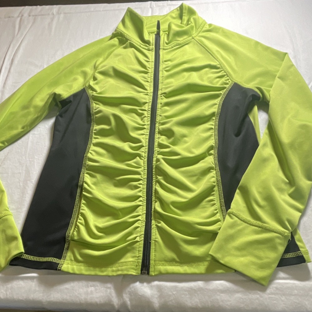 Mambo Women's Yellow Black Track Jacket Girls Size 14 or S Zip Pockets Polyester